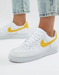 Nike Air Force 1 Trainers In White And Yellow Nike Air Force Nike Air Force Ones Nike Air