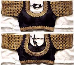 Black And Gold Combination Blouse Designs Designer Black Color Phantom Silk Glitter Sequence Zari And Thread Work Embroidered Bridal Wedding Partywear Blouse For Women Indian Blouse In 2020 Netted Blouse Designs Indian Saree Blouses Designs Blouse Material