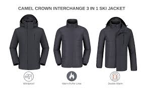 Camel crown ski jacket women made of military grade teflon materials with great waterproof function which level reach 5000mm. Camel Crown 3 In 1 Men S Outdoor Jacket Waterproof Windproof Warm Ski Jacket Winter Jacket Breathable Rain Jacket Functional Jacket All Weather Double Jacket Leisure Jacket With Pockets And Hood Amazon De Bekleidung