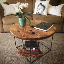 Wooden dining table with metal legs ukutabs songselect. Industrial Cable Spool Coffee Table Cable Spool Wooden Spool Tables Coffee Table Wood
