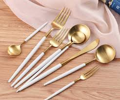 36 parça gold çatal kaşık bıçak takımı. Arow Pink More 6 Kisilik 36 Parca Mat Gold Beyaz Catal Bicak Takimi