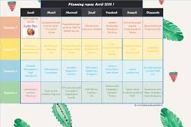 Planning De Repas Du Mois D Avril Adapte Pour Toute La Famille Planning De Repas Idee Repas Semaine Repas