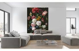 zelfklevend fotobehang stilleven met bloemen in een glazen vaas jan davidsz de heem fotobehang woonkamer fotobehang woonkamer schilderijen