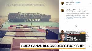The suez canal has been blocked by a giant container ship after a gust of wind blew it off course, causing it to run aground. Oz Icad Aaztlm