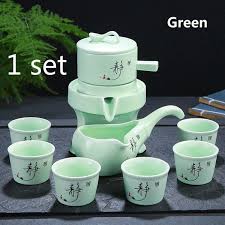 Gift10 · sweet and gourmet baskets Automatic Ceramic Tea Set Chinese High Grade Matte Ceramic Teacup Teapot Kung Fu Tea Set æ™‚é‹ä¸€è»¢ã—ã¦èŒ¶å™¨ Gifts For Friends Wish