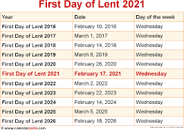 When Is First Day Of Lent 2021