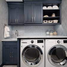 Continue below to see which wallpaper styles can turn a tiny if a classic look with a contemporary twist is desired, pick a traditional subway tile design in a bold, modern color like mint or black. 75 Beautiful Wallpaper Laundry Room Pictures Ideas July 2021 Houzz
