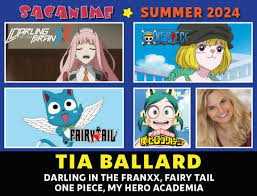 Please welcome TIA BALLARD to SacAnime Summer! Zero Two  #DarlingintheFranxx, Ragdoll #MyHeroAcademia, Happy the Cat #FairyTail,  #EdensZero, Nanami #KamisamaKiss, Kagura #FruitsBasket! @tbirdlizzy has  played over 250 characters and has spent her time