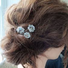 Small white flowers wedding hair. Swarovski And Small White Flower Wedding Hair Pins By Beady Bride Uk