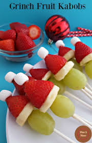 They will surely give your vegan friends and family members a big smile on their faces. Grinch Fruit Kabobs Fruit Kabobs Kids Fruit Appetizers Appetizers For Kids