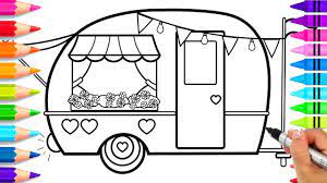 How To Draw A Cute Camper For Kids Step By Step | Cute Camping Coloring  Pages | How To Draw An Rv - Youtube