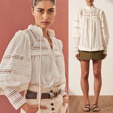 AU8!)•Shona Joy Lucia Balloon Sleeves Frill Shirt, white ivory, Women's  Fashion, Tops, Blouses