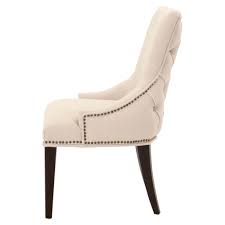 Aveah Modern Classic Beige Upholstered Tufted Espresso Birch Dining Side Chair In 2020 Dining Chairs Side Chairs Dining Chair