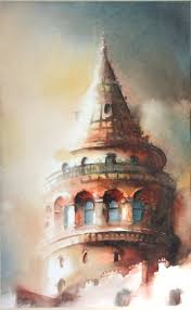 Istanbul Galata Kulesi Yorumum Mimari Cizimler Suluboya Resimler Tablolar