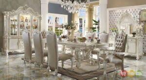 From the latest styles of dining room tables to bar stools, ashley homestore combines the latest trends with technology to give you the very best for your home. Versailles 9 Piece Formal Luxury Dining Room Set 120 Table 8 Chairs Bone White Ebay