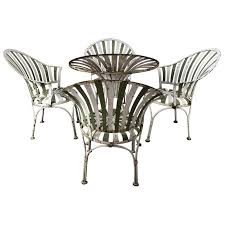 1930s Art Deco Metal Fan Back Garden Set Table And Chairs By Francois Carre Garden Furniture Sale Garden Chairs Design 1930s Art Deco