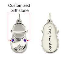 Grab your little one's new season essentials Engraved Baby Shoe Charms Necklace With Birthstones