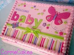 Hermosa Decoracion En Pastel Pasteles De Baby Shower Nina Pasteles De Baby Shower Pasteles Cuadrados