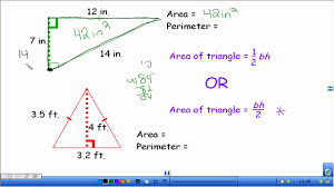 Solve for a missing side using the pythagorean theorem. Area And Perimeter Of Triangles Youtube
