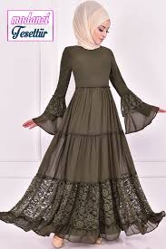 2021 Sifon Haki Tesettur Abiye Elbi Modelleri Sifon Elbise Haki Moda Stilleri Elbise Sifon Elbise