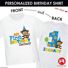 First Birthday T Shirt For Baby Boy Boy Monkey 1st Birthday Shirt Or Bodysuit Front Back Print Personalized Monkey First Birthday Tshirt 1st Birthday Shirts Birthday Shirts Personalized Birthday Shirts