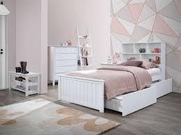 Myer Kids Hardwood White King Single Bed Frame With Storage Bookshelf Aus Owned 1000 King Single Bed White Bed Frame Single Beds With Storage