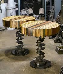 I See Beauty Around Me Timelesswoodshop Wood Top Tables With Crankshaft Man Cave Furniture Car Part Furniture Automotive Furniture