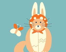 handkerchief with a pet's illustrationの画像