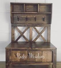 Entry Bench And Wall Shelf With Hooks And Storage Pine Main Rustic Hall Trees Rustic Furniture Rustic Coat Rack