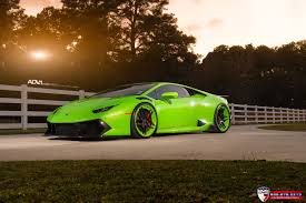 Black And Neon Green Rims Neon Green Lamborghini Huracan Rolling On Colormatched Adv1 Wheels Green Lamborghini Lamborghini Huracan Lamborghini
