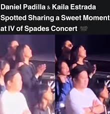 Daniel Padilla and Kaila Estrada were spotted enjoying the IV of Spades  concert at MOA Arena last night. Kaila was seen clapping while Daniel had  his hands on her shoulders, sharing a