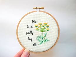 A Pretty Big Dill Cross Stitch Completed Herb Pun Mini Etsy Mini Cross Stitch Cross Stitch Funny Cross Stitch Borders