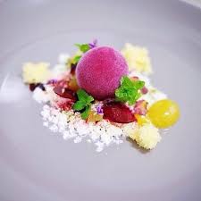 Thanks To Reynold Poernomo Tropical Beet Beetroot Hibiscus Sorbet Coconut Yogurt Granita Passionfruit Sponge Cake C Masterchef Recipes Food Food Science