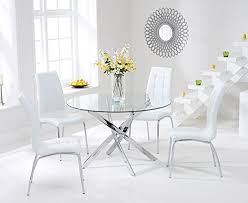 Shop for dining room chair covers at bed bath & beyond. Oak Furniture House Texas 110cm Glass Round Dining Table And White Chairs Set Buy Online In United Arab Emirates At Desertcart Ae Productid 60214413
