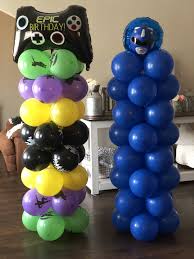 Fortnite And Blue Power Ranger Balloon Columns Balloon Columns Balloons Baby Shower Balloons
