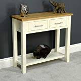 Shop oak vinyl plank flooring. Nebraska Painted Cream Oak 2 Drawer Console Table Storage With Shelf Living Room Furniture Buy Online In Andorra At Andorra Desertcart Com Productid 98127594