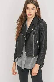 Sparkle Fade Black Vegan Leather Shrunken Biker Jacket Blouse Urban Outfitters Jackets Polka Dot T Shirts