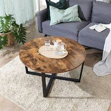 Vasagle alinru round coffee table, industrial style cocktail table, durable metal frame, easy to assemble, for living room, rustic brown ulct88x. Metal Frame Coffee Table Coffee Table Vasagle By Songmics