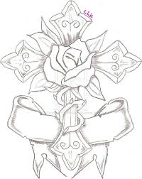 Drawings Of Crosses And Roses Drawings Of Crosses With Ribbons And Roses Cross Cross Drawing Roses Drawing Drawings