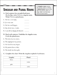 singular and plural nouns grammar practice grade 3 printable skills sheets
