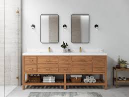 Parker Teak 84" Double Sink Bath Vanity in Light Natural 2" Viola Brown, Bathroom Vanities, by Willow Bath and Vanity LLC
