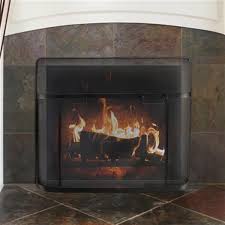 Wood burning stove in featured in this three season gazebo. Pleasant Hearth 39 In X 31 In Black Fireplace Screen Guard Fa342s Rona