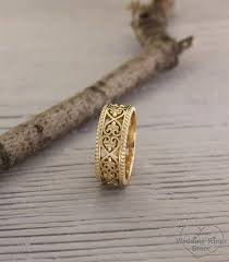 Unusual Wedding Band In Vintage Style Eternity Wedding Band Filigree Gold Ring Gold Ring For M Wedding Rings Vintage Unusual Wedding Rings Gold Ring Designs