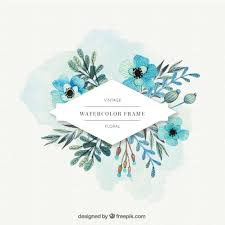 Roses aren't the only flowers that can be captured with watercolor. Watercolor Flowers Label In Blue Tones Free Vectors Ui Download