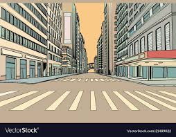 Pedestrian Crossing In The Big City Comic Cartoon Pop Art Retro Vector Illustration Drawing Download A Free Prev Pedestrian Crossing City Vector City Cartoon