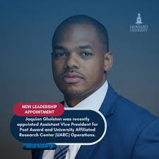 We are thrilled to announce that Mr. Jaquion Gholston has joined Howard  University's Office of Research as assistant vice president for Post Award  and University Affiliated Research Center (UARC) Operations. With over