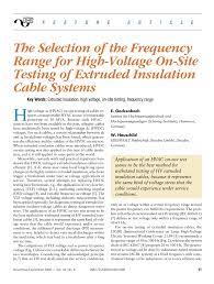 A solid connection between the exposed Pdf The Selection Of The Frequency Range For High Voltage On Site Testing Of Extruded Insulation Cable Systems