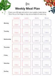 printable weekly meal planner template and grocery list 8fit