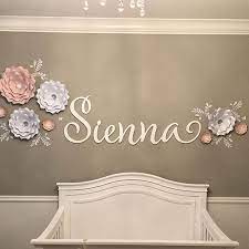 Wooden Name Sign Nursery Name Painted Wood Name Wall Etsy In 2021 Nursery Signs Nursery Name Paper Flower Wall Decor