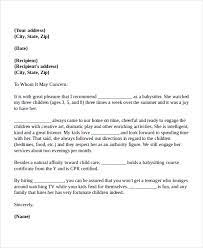 Letter Of Recommendation For Babysitter Business Form Letter Template